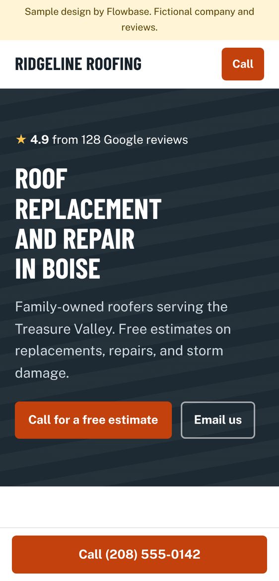 Rebuilt: a big headline, the star rating, and a call button